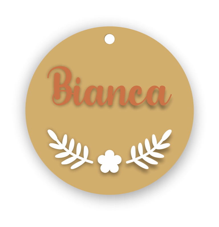 llavero nombre grabado con ramitas y flores