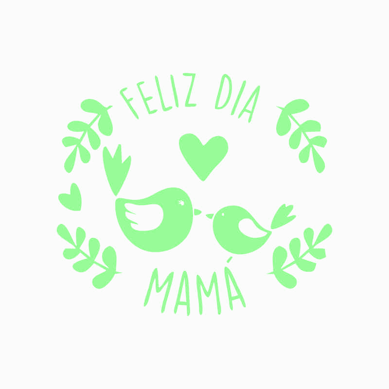 Sello feliz dia mamá pajarito