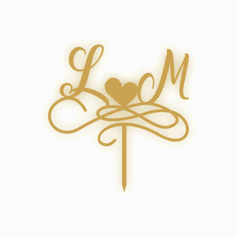 Topper iniciales corazon